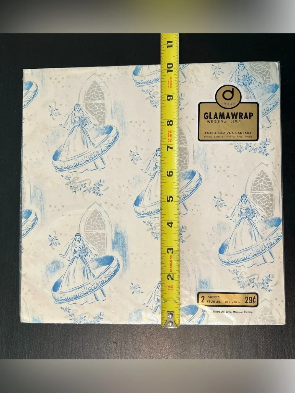 Vtg Blue White Bridal Shower Gift Wrap 1950s Wedding Paper Sealed  Romantic